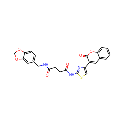 O=C(CCC(=O)Nc1nc(-c2cc3ccccc3oc2=O)cs1)NCc1ccc2c(c1)OCO2 ZINC000001133383