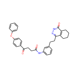 O=C(CCC(=O)c1ccc(Oc2ccccc2)cc1)Nc1cccc(CCc2n[nH]c(=O)c3c2CCCC3)c1 ZINC000167428035