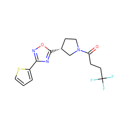 O=C(CCC(F)(F)F)N1CC[C@@H](c2nc(-c3cccs3)no2)C1 ZINC000071329352