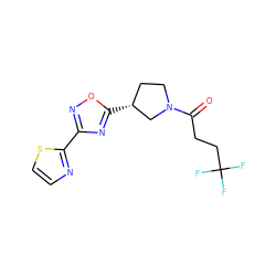 O=C(CCC(F)(F)F)N1CC[C@@H](c2nc(-c3nccs3)no2)C1 ZINC000073199646