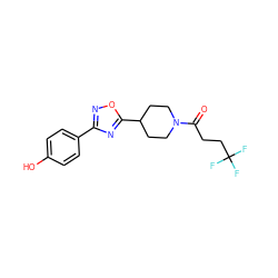 O=C(CCC(F)(F)F)N1CCC(c2nc(-c3ccc(O)cc3)no2)CC1 ZINC000073199465