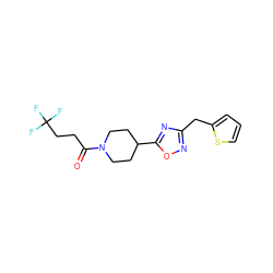 O=C(CCC(F)(F)F)N1CCC(c2nc(Cc3cccs3)no2)CC1 ZINC000073197566