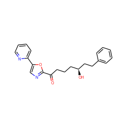 O=C(CCC[C@H](O)CCc1ccccc1)c1ncc(-c2ccccn2)o1 ZINC000014980110