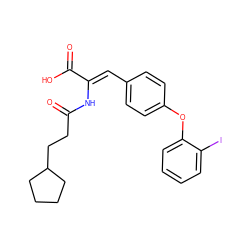 O=C(CCC1CCCC1)N/C(=C\c1ccc(Oc2ccccc2I)cc1)C(=O)O ZINC000028476501