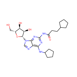 O=C(CCC1CCCC1)Nc1nc(NC2CCCC2)c2ncn([C@@H]3O[C@H](CO)[C@@H](O)[C@H]3O)c2n1 ZINC000029315989