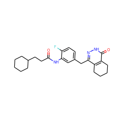 O=C(CCC1CCCCC1)Nc1cc(Cc2n[nH]c(=O)c3c2CCCC3)ccc1F ZINC000139592979