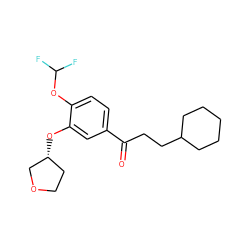 O=C(CCC1CCCCC1)c1ccc(OC(F)F)c(O[C@@H]2CCOC2)c1 ZINC000040860156