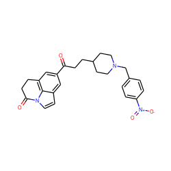 O=C(CCC1CCN(Cc2ccc([N+](=O)[O-])cc2)CC1)c1cc2c3c(ccn3C(=O)CC2)c1 ZINC000066102710