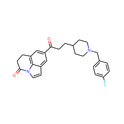 O=C(CCC1CCN(Cc2ccc(F)cc2)CC1)c1cc2c3c(ccn3C(=O)CC2)c1 ZINC000066113087