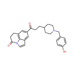 O=C(CCC1CCN(Cc2ccc(O)cc2)CC1)c1cc2c3c(ccn3C(=O)CC2)c1 ZINC000066113090