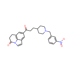 O=C(CCC1CCN(Cc2cccc([N+](=O)[O-])c2)CC1)c1cc2c3c(ccn3C(=O)CC2)c1 ZINC000066101233