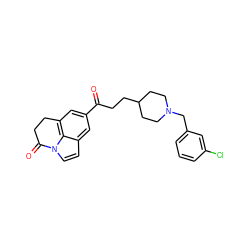 O=C(CCC1CCN(Cc2cccc(Cl)c2)CC1)c1cc2c3c(ccn3C(=O)CC2)c1 ZINC000066100486