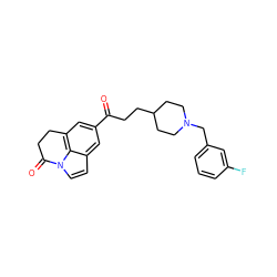 O=C(CCC1CCN(Cc2cccc(F)c2)CC1)c1cc2c3c(ccn3C(=O)CC2)c1 ZINC000066100482