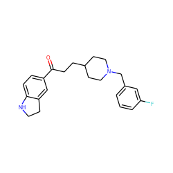 O=C(CCC1CCN(Cc2cccc(F)c2)CC1)c1ccc2c(c1)CCN2 ZINC000013737841