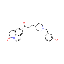 O=C(CCC1CCN(Cc2cccc(O)c2)CC1)c1cc2c3c(ccn3C(=O)CC2)c1 ZINC000066101737