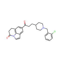 O=C(CCC1CCN(Cc2ccccc2Cl)CC1)c1cc2c3c(ccn3C(=O)CC2)c1 ZINC000066100485