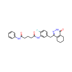 O=C(CCCC(=O)Nc1cc(Cc2n[nH]c(=O)c3c2CCCC3)ccc1F)Nc1ccccc1 ZINC000043197134