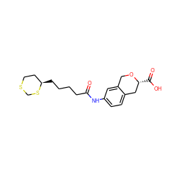 O=C(CCCC[C@@H]1CCSCS1)Nc1ccc2c(c1)CO[C@H](C(=O)O)C2 ZINC000043022371