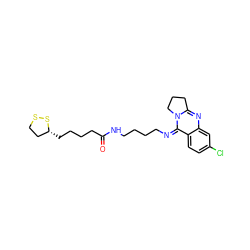 O=C(CCCC[C@@H]1CCSS1)NCCCC/N=c1/c2ccc(Cl)cc2nc2n1CCC2 ZINC000040877785