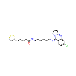 O=C(CCCC[C@@H]1CCSS1)NCCCCCC/N=c1/c2ccc(Cl)cc2nc2n1CCC2 ZINC000040395061