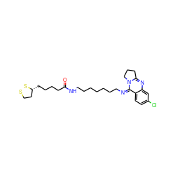 O=C(CCCC[C@@H]1CCSS1)NCCCCCCC/N=c1/c2ccc(Cl)cc2nc2n1CCC2 ZINC000040394762