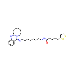 O=C(CCCC[C@@H]1CCSS1)NCCCCCCCC/N=c1/c2ccccc2nc2n1CCCCCC2 ZINC000101199562