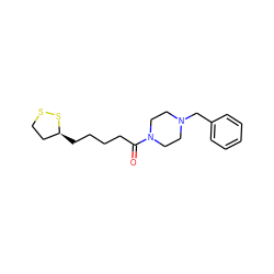 O=C(CCCC[C@H]1CCSS1)N1CCN(Cc2ccccc2)CC1 ZINC000061469248