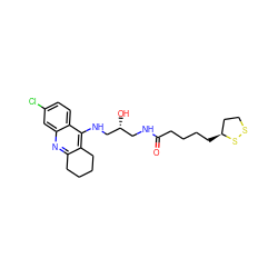 O=C(CCCC[C@H]1CCSS1)NC[C@@H](O)CNc1c2c(nc3cc(Cl)ccc13)CCCC2 ZINC000299867304