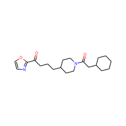 O=C(CCCC1CCN(C(=O)CC2CCCCC2)CC1)c1ncco1 ZINC000029126221