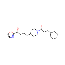 O=C(CCCC1CCN(C(=O)CCC2CCCCC2)CC1)c1ncco1 ZINC000029126178