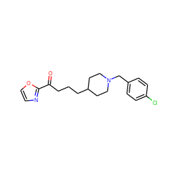 O=C(CCCC1CCN(Cc2ccc(Cl)cc2)CC1)c1ncco1 ZINC000029126583