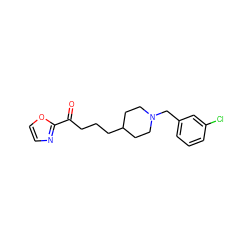 O=C(CCCC1CCN(Cc2cccc(Cl)c2)CC1)c1ncco1 ZINC000029126623