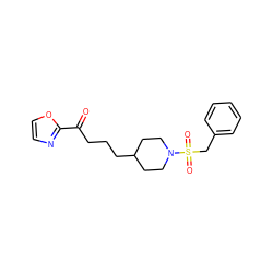 O=C(CCCC1CCN(S(=O)(=O)Cc2ccccc2)CC1)c1ncco1 ZINC000029126173