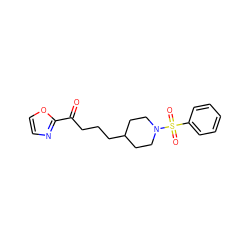 O=C(CCCC1CCN(S(=O)(=O)c2ccccc2)CC1)c1ncco1 ZINC000029126175