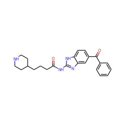 O=C(CCCC1CCNCC1)Nc1nc2cc(C(=O)c3ccccc3)ccc2[nH]1 ZINC000084688704