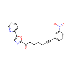 O=C(CCCCC#Cc1cccc([N+](=O)[O-])c1)c1ncc(-c2ccccn2)o1 ZINC000014979983