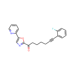 O=C(CCCCC#Cc1ccccc1F)c1ncc(-c2ccccn2)o1 ZINC000014979970