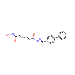 O=C(CCCCC(=O)N/N=C/c1ccc(-c2ccccc2)cc1)NO ZINC000095809795