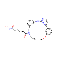 O=C(CCCCC(=O)N1C/C=C/CCOc2cccc(c2)-c2ccnc(n2)Nc2cccc(c2)C1)NO ZINC000299863515