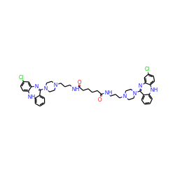 O=C(CCCCC(=O)NCCCN1CCN(C2=Nc3cc(Cl)ccc3Nc3ccccc32)CC1)NCCCN1CCN(C2=Nc3cc(Cl)ccc3Nc3ccccc32)CC1 ZINC000095550983