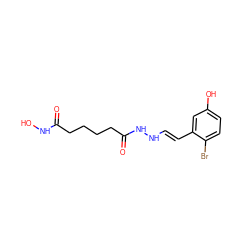 O=C(CCCCC(=O)NN/C=C/c1cc(O)ccc1Br)NO ZINC000045496757