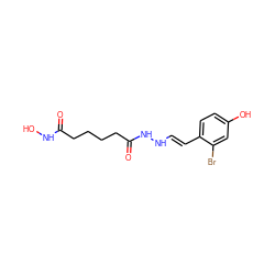 O=C(CCCCC(=O)NN/C=C/c1ccc(O)cc1Br)NO ZINC000045498296