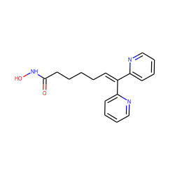 O=C(CCCCC=C(c1ccccn1)c1ccccn1)NO ZINC000141408808