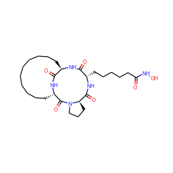 O=C(CCCCC[C@@H]1NC(=O)[C@H]2CCCN2C(=O)[C@@H]2CCCCCCCCCC[C@@H](NC1=O)C(=O)N2)NO ZINC000101322088