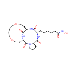 O=C(CCCCC[C@@H]1NC(=O)[C@H]2CCCN2C(=O)[C@@H]2CCOCCCCOCC[C@@H](NC1=O)C(=O)N2)NO ZINC000299838511