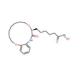 O=C(CCCCC[C@@H]1OCCCCCCCOc2ccccc2NC1=O)NO ZINC000066251116