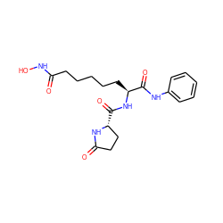 O=C(CCCCC[C@H](NC(=O)[C@@H]1CCC(=O)N1)C(=O)Nc1ccccc1)NO ZINC000103232980