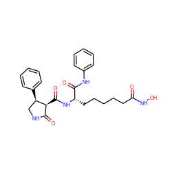 O=C(CCCCC[C@H](NC(=O)[C@H]1C(=O)NC[C@H]1c1ccccc1)C(=O)Nc1ccccc1)NO ZINC000103232991