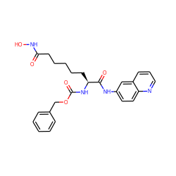 O=C(CCCCC[C@H](NC(=O)OCc1ccccc1)C(=O)Nc1ccc2ncccc2c1)NO ZINC000028898979