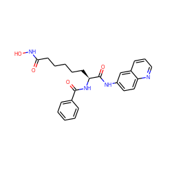 O=C(CCCCC[C@H](NC(=O)c1ccccc1)C(=O)Nc1ccc2ncccc2c1)NO ZINC000028898961